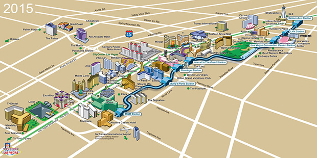 Las Vegas Strip Map 2015 Monorail